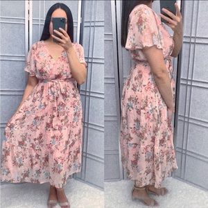 Modest dress pink floral